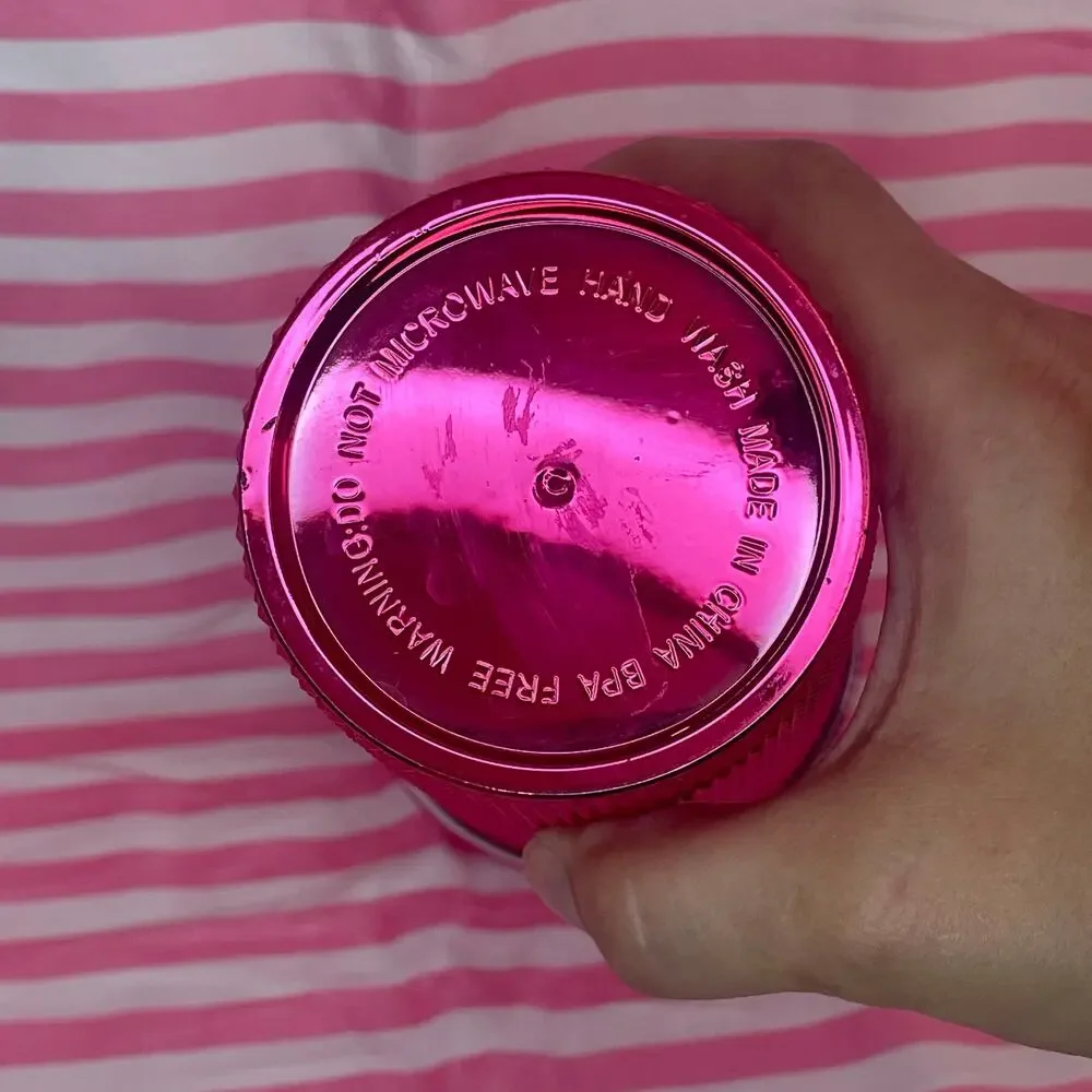 Barbie 24 oz studded hot pink tumbler metallic double wall insulated plastic NWO